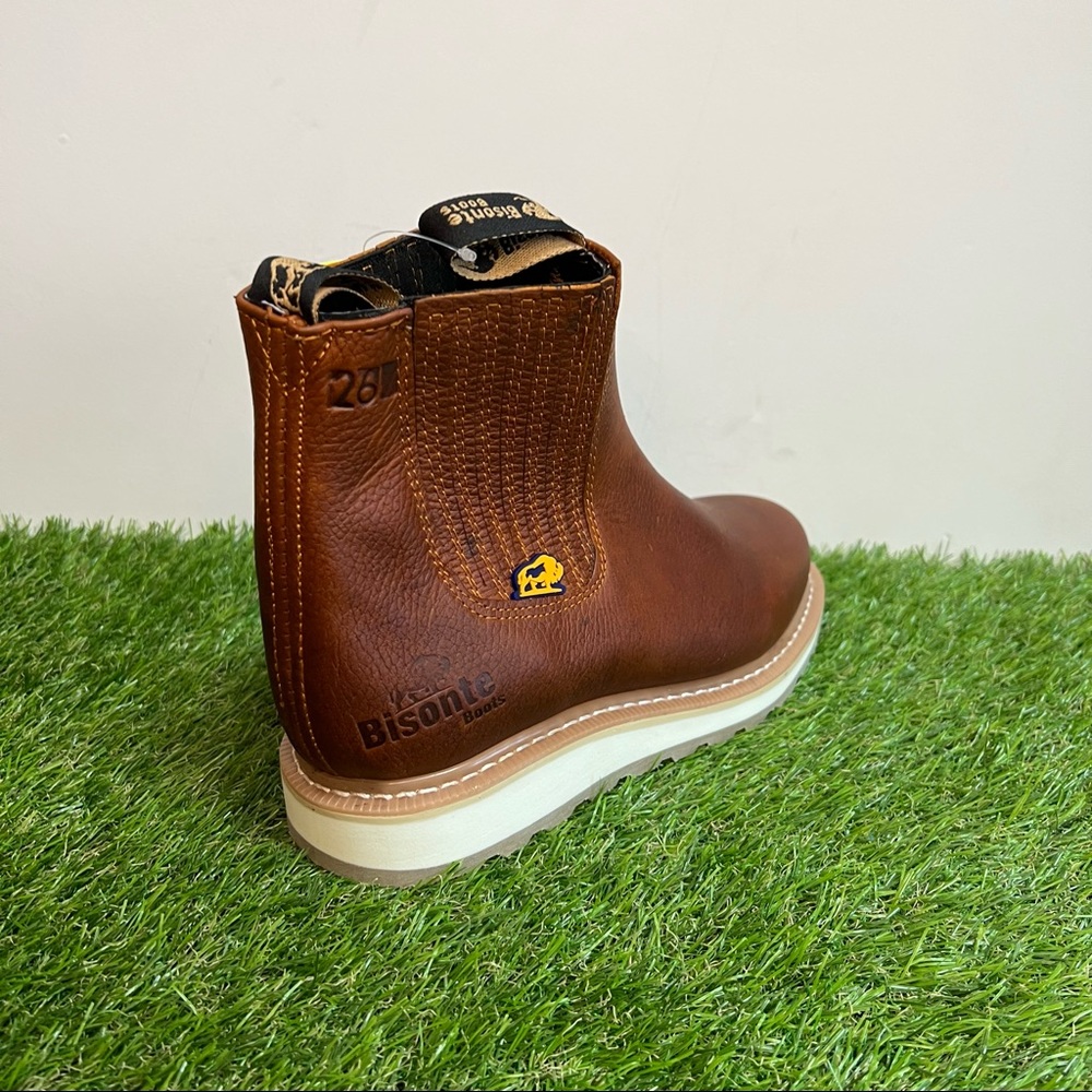 Men's Best Half Work Boots Pull On Leather Tan Botin Trabajo oil Water Resistant - Picture 6 of 10